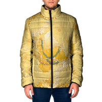 Hawaii Oahu Island Flowers Lei Padded Jacket Yellow Ilima Mix Plumeria