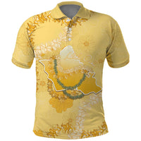 Hawaii Oahu Island Flowers Lei Polo Shirt Yellow Ilima Mix Plumeria