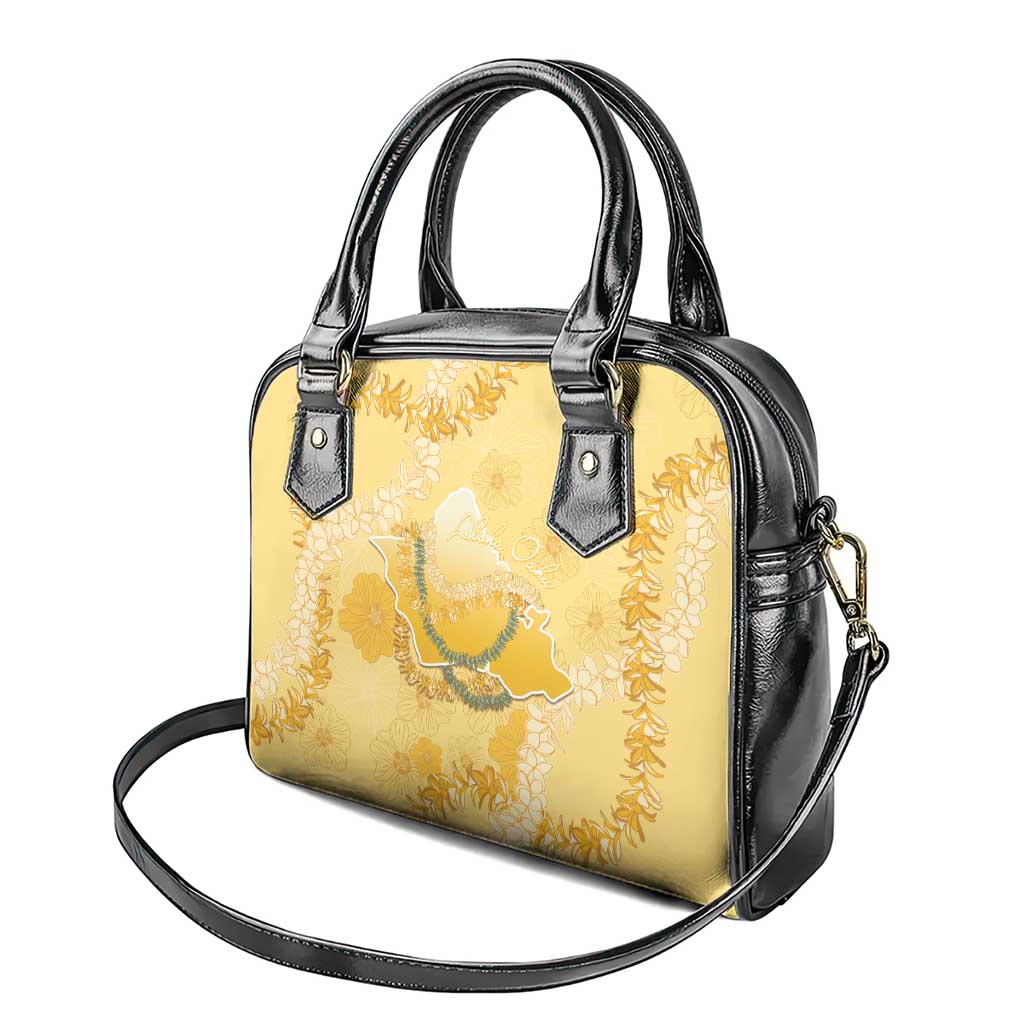 Hawaii Oahu Island Flowers Lei Shoulder Handbag Yellow Ilima Mix Plumeria