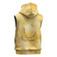 Hawaii Oahu Island Flowers Lei Sleeveless Hoodie Yellow Ilima Mix Plumeria
