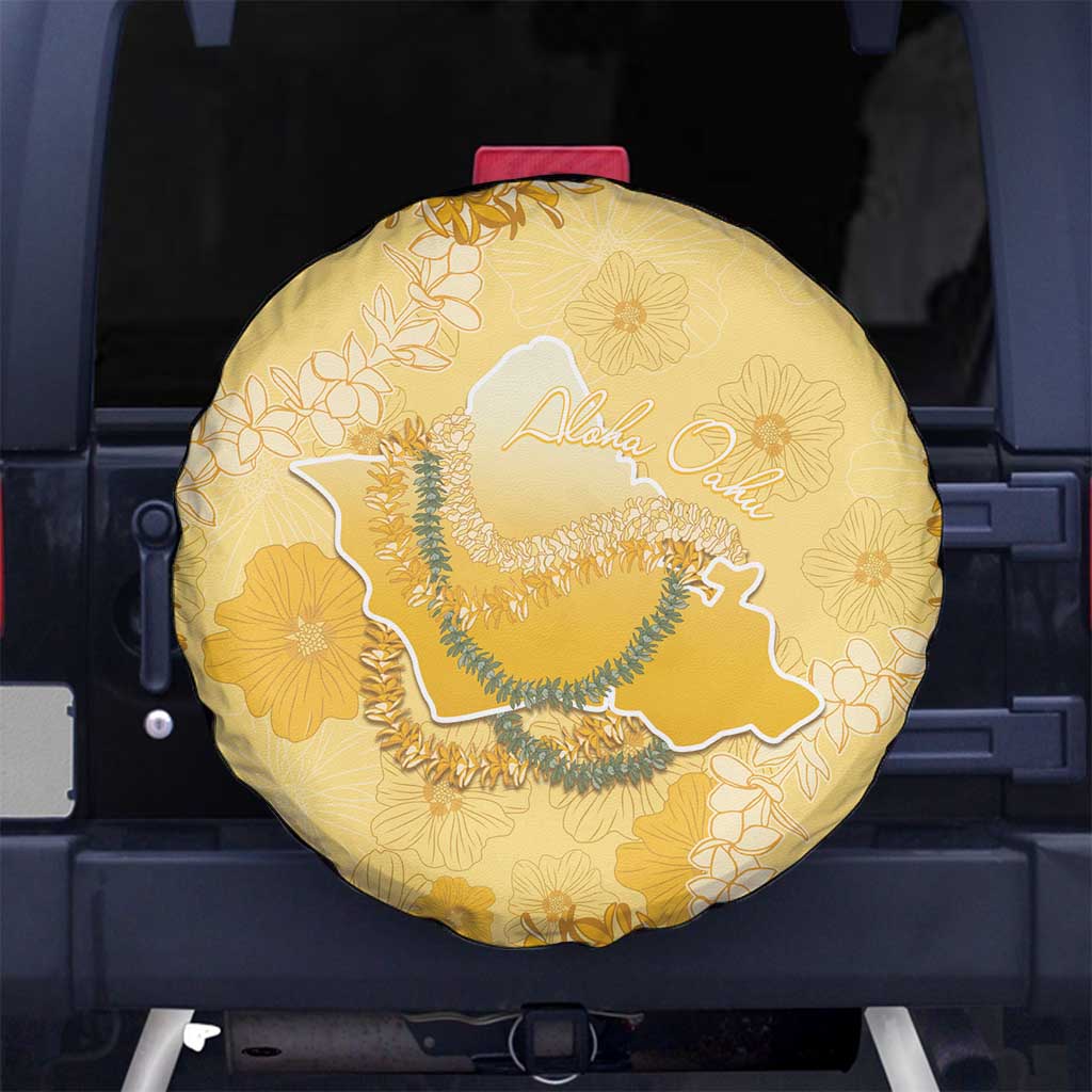 Hawaii Oahu Island Flowers Lei Spare Tire Cover Yellow Ilima Mix Plumeria LT7 No hole Yellow - Polynesian Pride