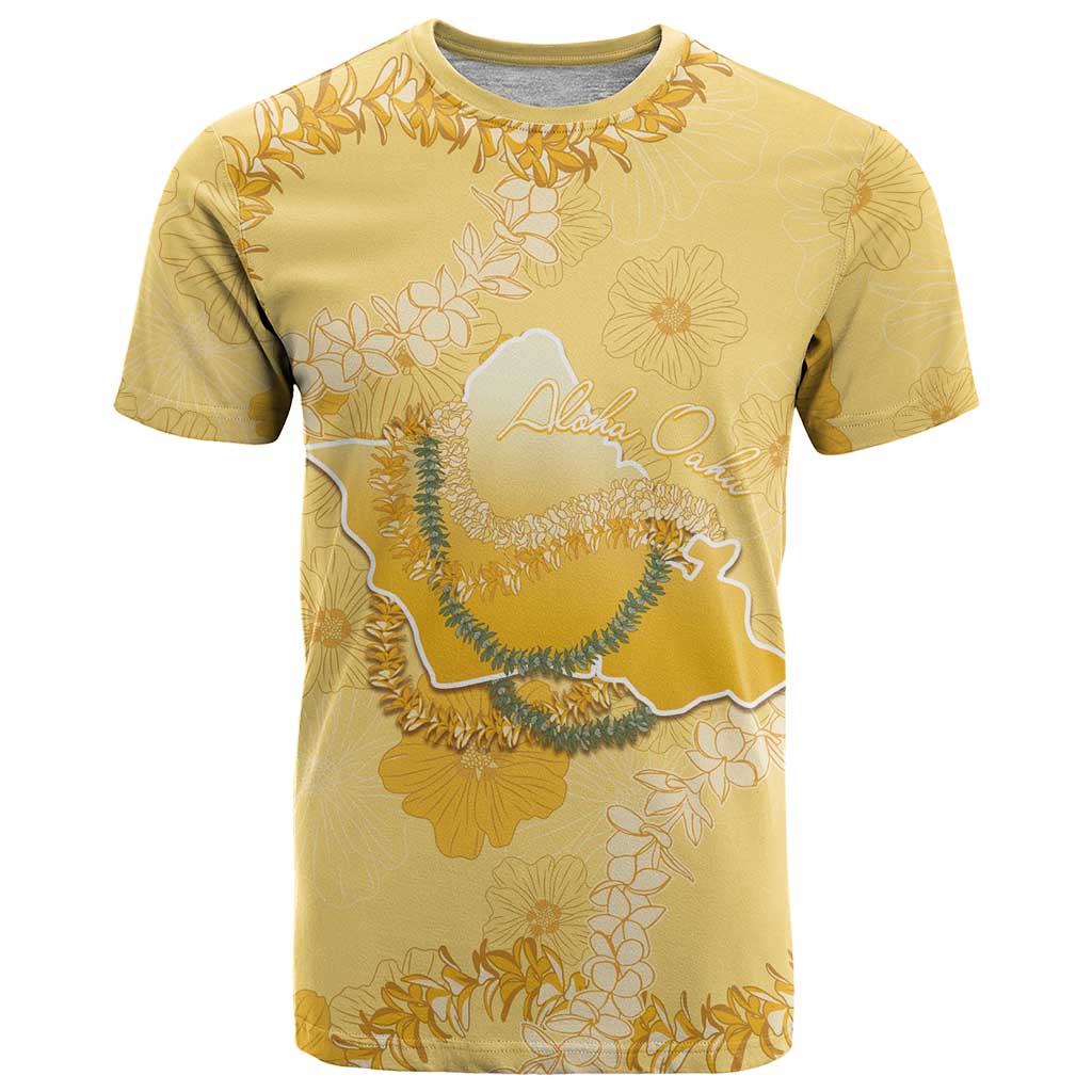 Hawaii Oahu Island Flowers Lei T Shirt Yellow Ilima Mix Plumeria LT7 Yellow - Polynesian Pride
