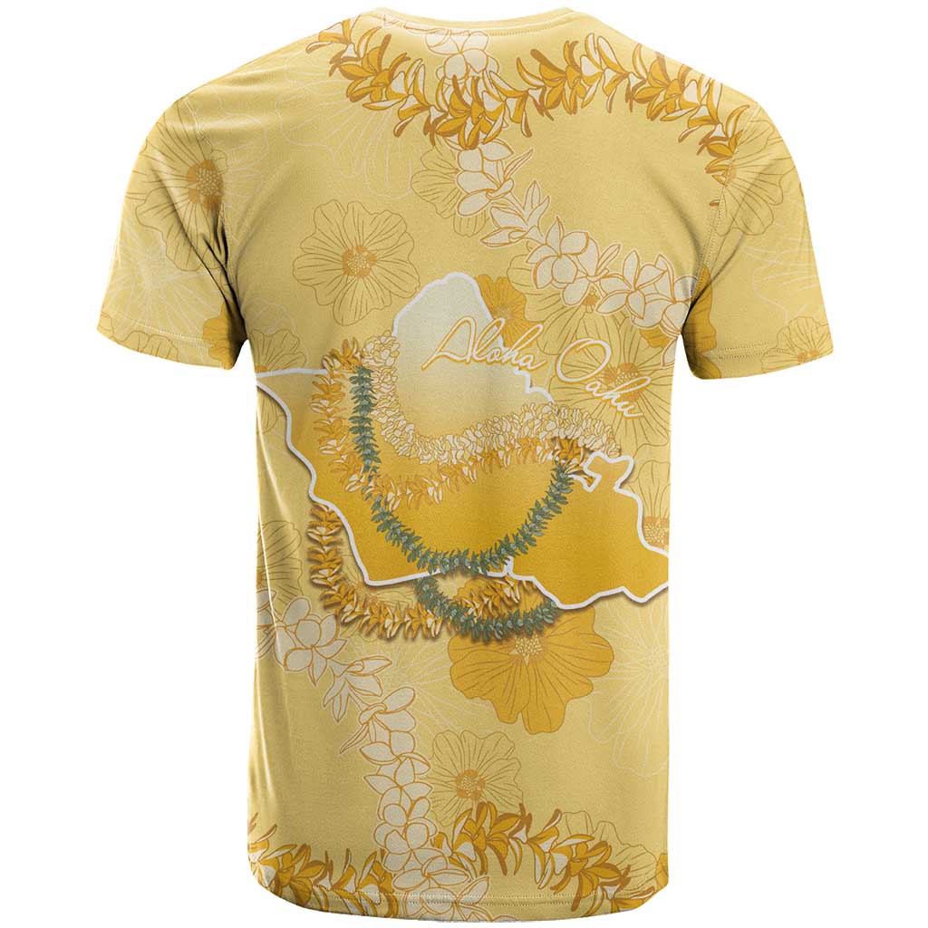 Hawaii Oahu Island Flowers Lei T Shirt Yellow Ilima Mix Plumeria LT7 - Polynesian Pride