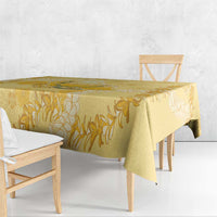 Hawaii Oahu Island Flowers Lei Tablecloth Yellow Ilima Mix Plumeria
