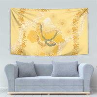Hawaii Oahu Island Flowers Lei Tapestry Yellow Ilima Mix Plumeria