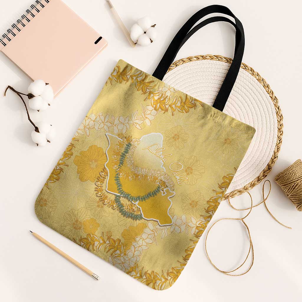 Hawaii Oahu Island Flowers Lei Tote Bag Yellow Ilima Mix Plumeria