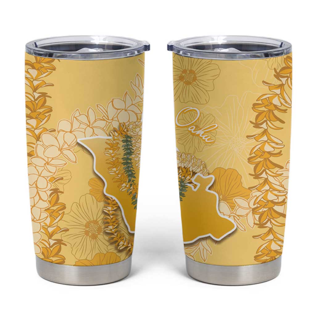 Hawaii Oahu Island Flowers Lei Tumbler Cup Yellow Ilima Mix Plumeria LT7 Yellow - Polynesian Pride
