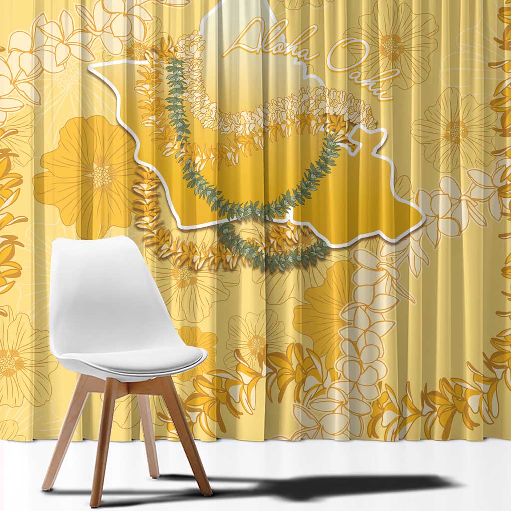 Hawaii Oahu Island Flowers Lei Window Curtain Yellow Ilima Mix Plumeria