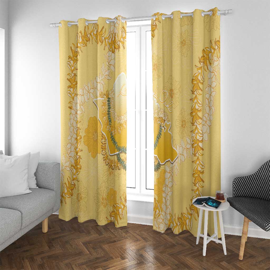 Hawaii Oahu Island Flowers Lei Window Curtain Yellow Ilima Mix Plumeria