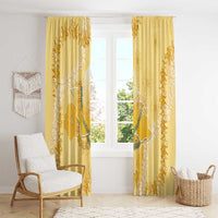 Hawaii Oahu Island Flowers Lei Window Curtain Yellow Ilima Mix Plumeria
