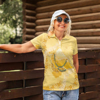 Hawaii Oahu Island Flowers Lei Women Polo Shirt Yellow Ilima Mix Plumeria