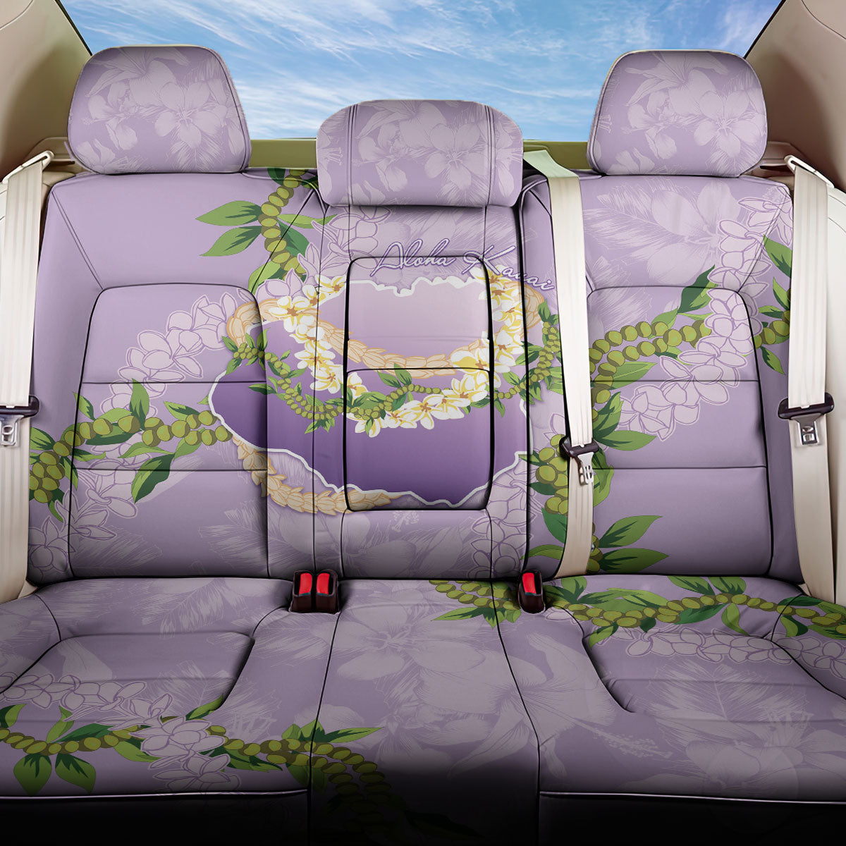 Hawaii Kauai Island Flowers Lei Back Car Seat Cover Mokihana Lei LT7 One Size Lavender - Polynesian Pride