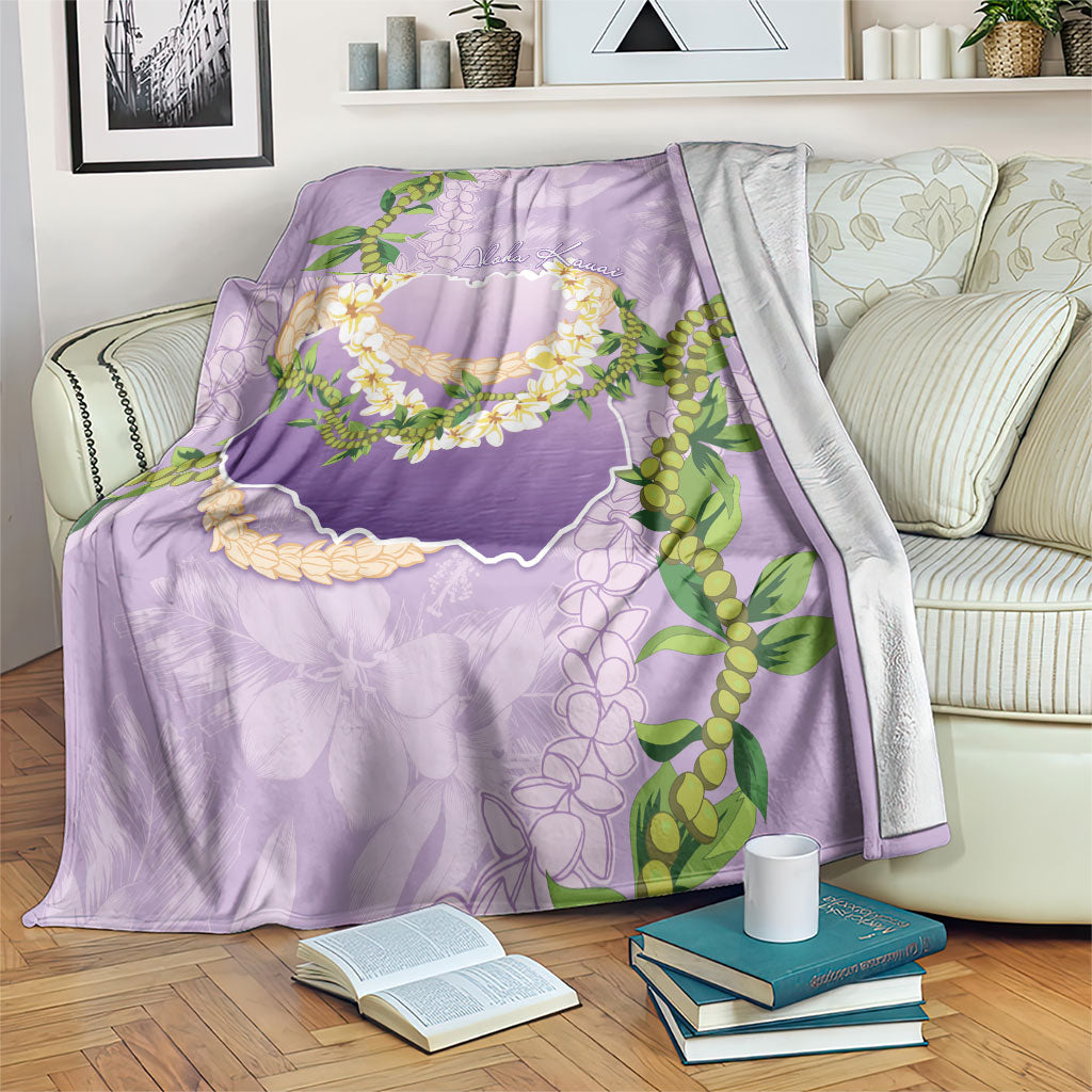 Hawaii Kauai Island Flowers Lei Blanket Mokihana Lei LT7 Lavender - Polynesian Pride