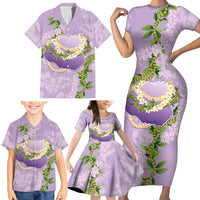 Hawaii Kauai Island Flowers Lei Family Matching Short Sleeve Bodycon Dress and Hawaiian Shirt Mokihana Lei LT7 - Polynesian Pride