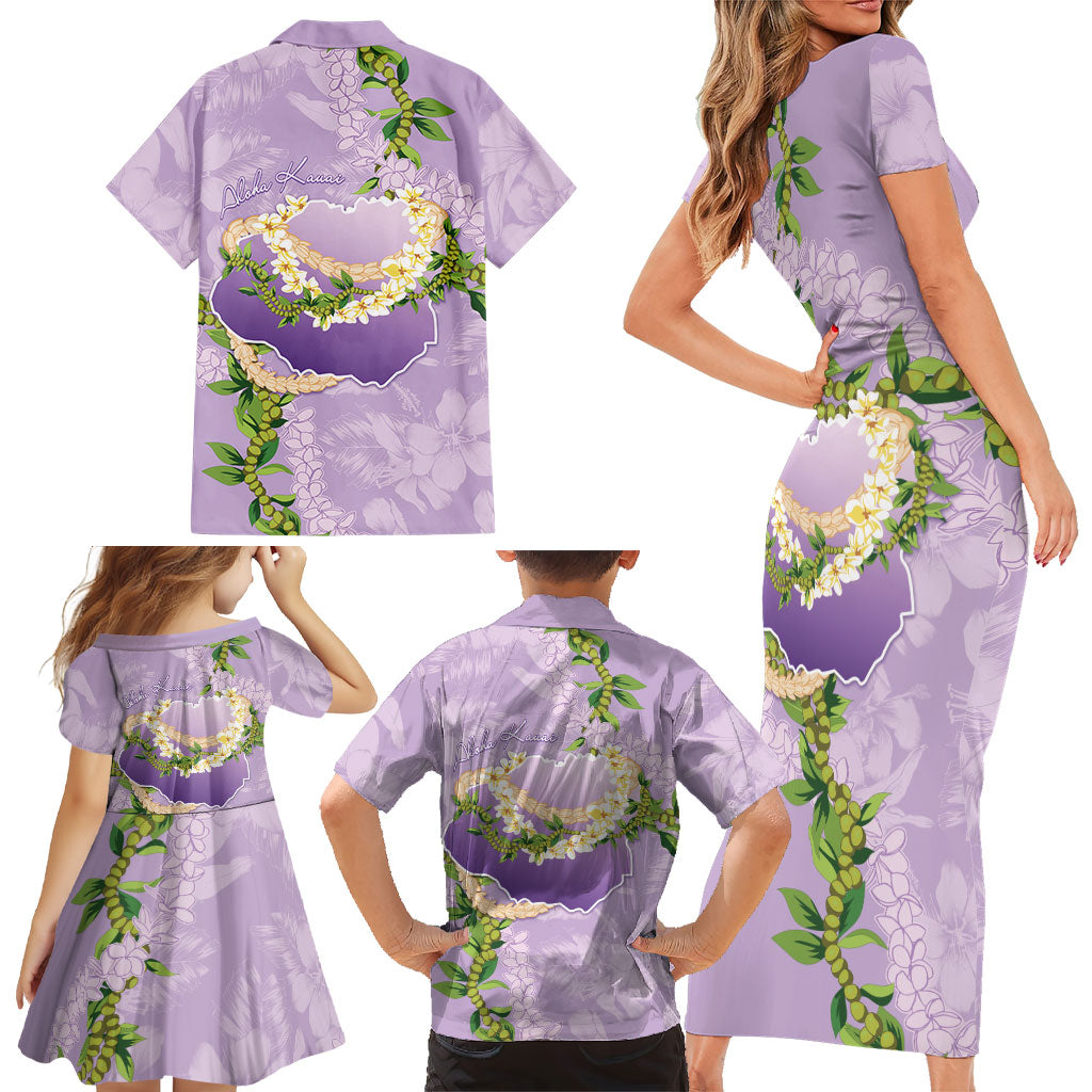 Hawaii Kauai Island Flowers Lei Family Matching Short Sleeve Bodycon Dress and Hawaiian Shirt Mokihana Lei LT7 - Polynesian Pride