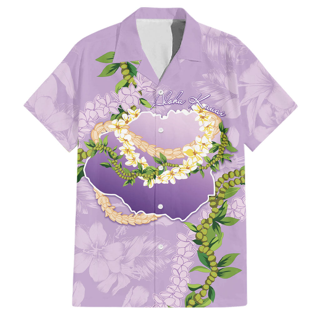 Hawaii Kauai Island Flowers Lei Family Matching Short Sleeve Bodycon Dress and Hawaiian Shirt Mokihana Lei LT7 Dad's Shirt - Short Sleeve Lavender - Polynesian Pride