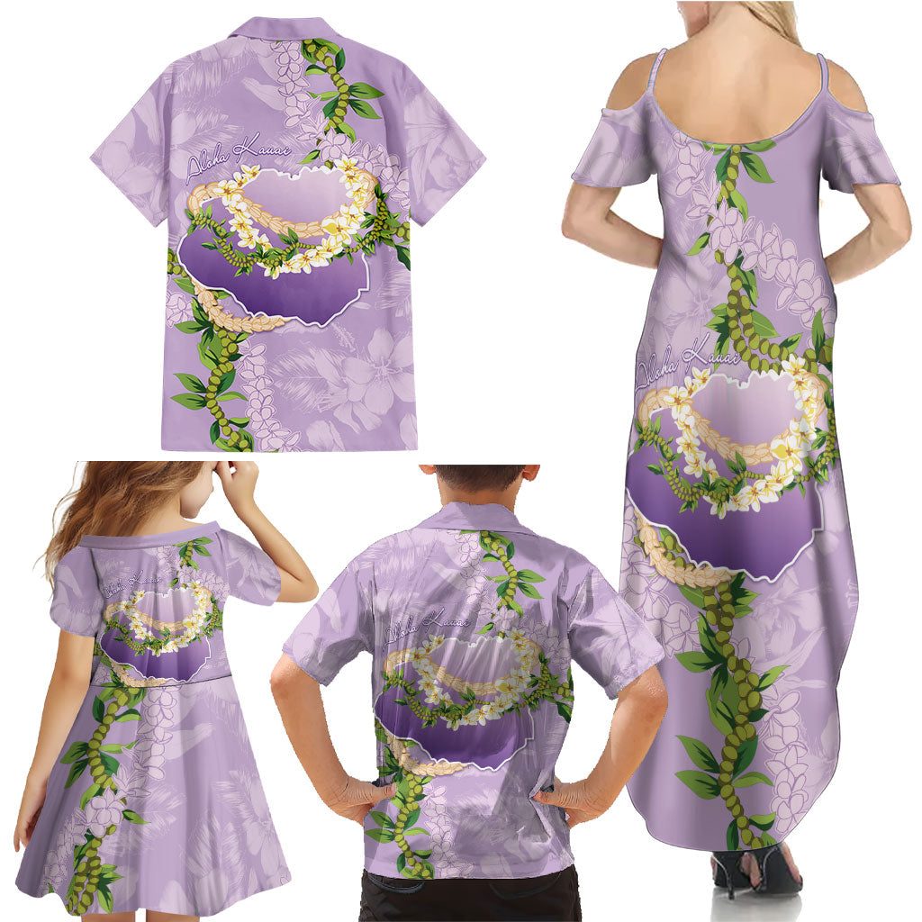 Hawaii Kauai Island Flowers Lei Family Matching Summer Maxi Dress and Hawaiian Shirt Mokihana Lei LT7 - Polynesian Pride