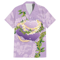 Hawaii Kauai Island Flowers Lei Family Matching Summer Maxi Dress and Hawaiian Shirt Mokihana Lei LT7 Dad's Shirt - Short Sleeve Lavender - Polynesian Pride