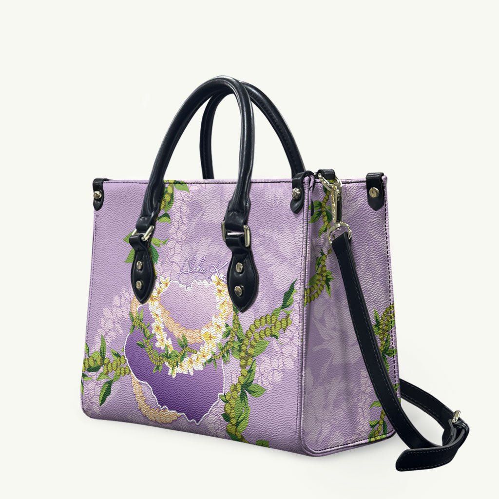 Hawaii Kauai Island Flowers Lei Leather Bag Mokihana Lei