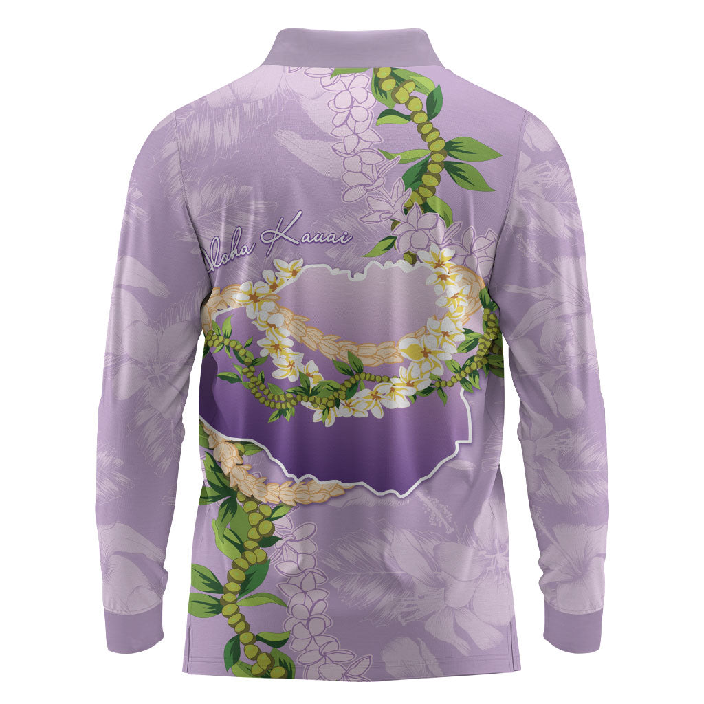 Hawaii Kauai Island Flowers Lei Long Sleeve Polo Shirt Mokihana Lei