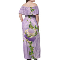 Hawaii Kauai Island Flowers Lei Off Shoulder Maxi Dress Mokihana Lei LT7 - Polynesian Pride