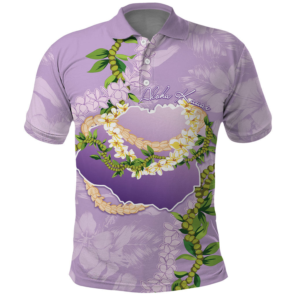 Hawaii Kauai Island Flowers Lei Polo Shirt Mokihana Lei LT7 Lavender - Polynesian Pride