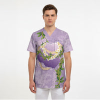 Hawaii Kauai Island Flowers Lei Scrub Top Mokihana Lei LT7 - Polynesian Pride