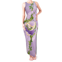Hawaii Kauai Island Flowers Lei Tank Maxi Dress Mokihana Lei LT7 Women Lavender - Polynesian Pride
