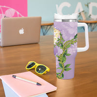 Hawaii Kauai Island Flowers Lei Tumbler With Handle Mokihana Lei