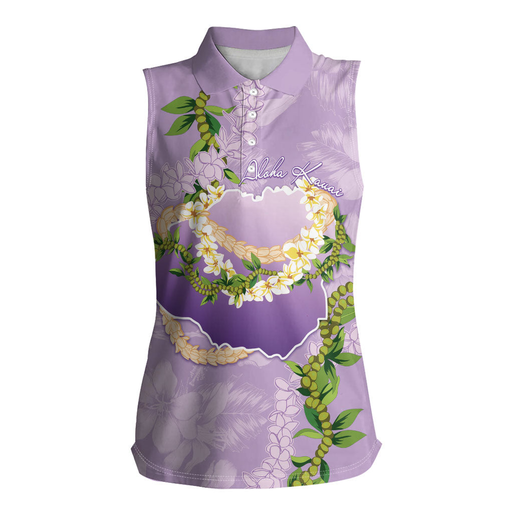 Hawaii Kauai Island Flowers Lei Women Sleeveless Polo Shirt Mokihana Lei