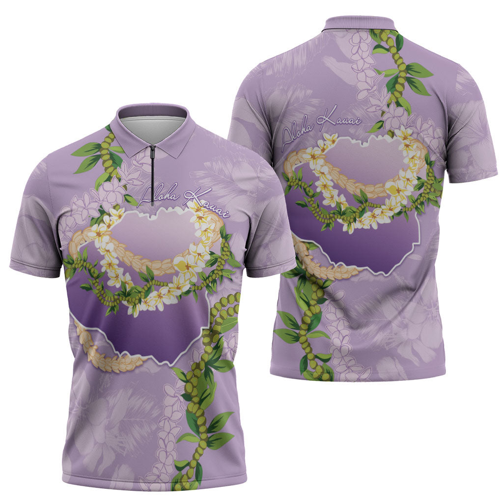 Hawaii Kauai Island Flowers Lei Zipper Polo Shirt Mokihana Lei LT7 - Polynesian Pride