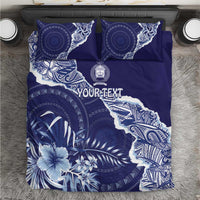 Fiji Queen Victoria School Personalised Bedding Set Masi Tapa Torn Style LT7 Blue - Polynesian Pride