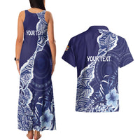 Fiji Queen Victoria School Personalised Couples Matching Tank Maxi Dress and Hawaiian Shirt Masi Tapa Torn Style