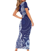 Fiji Queen Victoria School Personalised Family Matching Short Sleeve Bodycon Dress and Hawaiian Shirt Masi Tapa Torn Style