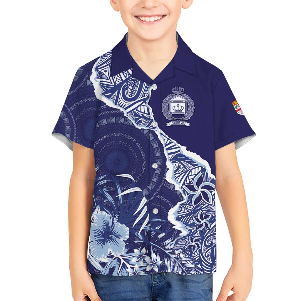 Fiji Queen Victoria School Personalised Hawaiian Shirt Masi Tapa Torn Style