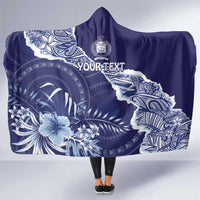Fiji Queen Victoria School Personalised Hooded Blanket Masi Tapa Torn Style LT7 One Size Blue - Polynesian Pride