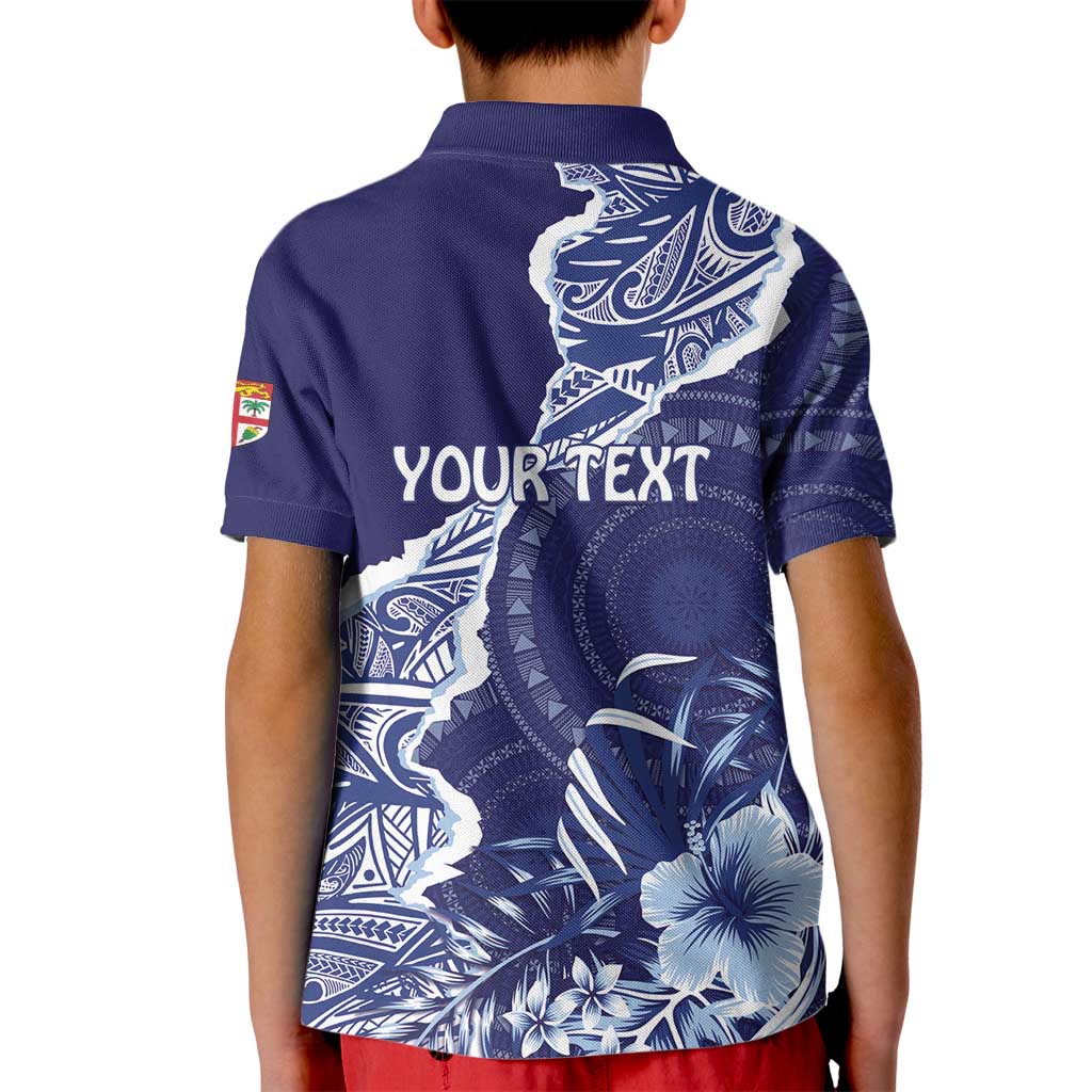 Fiji Queen Victoria School Personalised Kid Polo Shirt Masi Tapa Torn Style