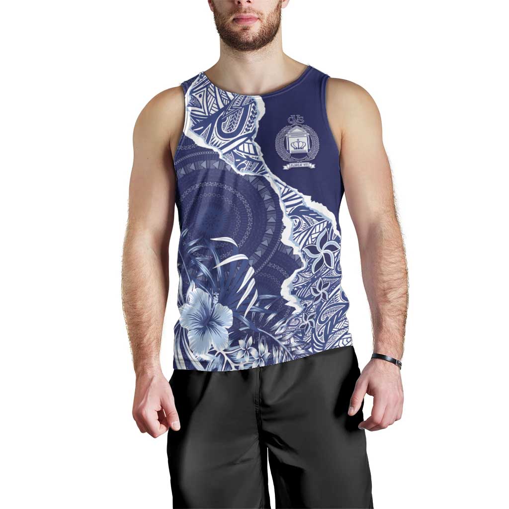 Fiji Queen Victoria School Personalised Men Tank Top Masi Tapa Torn Style LT7 - Polynesian Pride