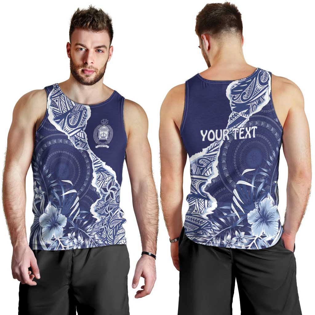 Fiji Queen Victoria School Personalised Men Tank Top Masi Tapa Torn Style LT7 - Polynesian Pride