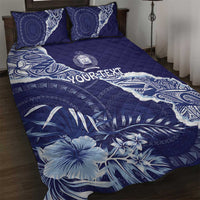 Fiji Queen Victoria School Personalised Quilt Bed Set Masi Tapa Torn Style LT7 Blue - Polynesian Pride
