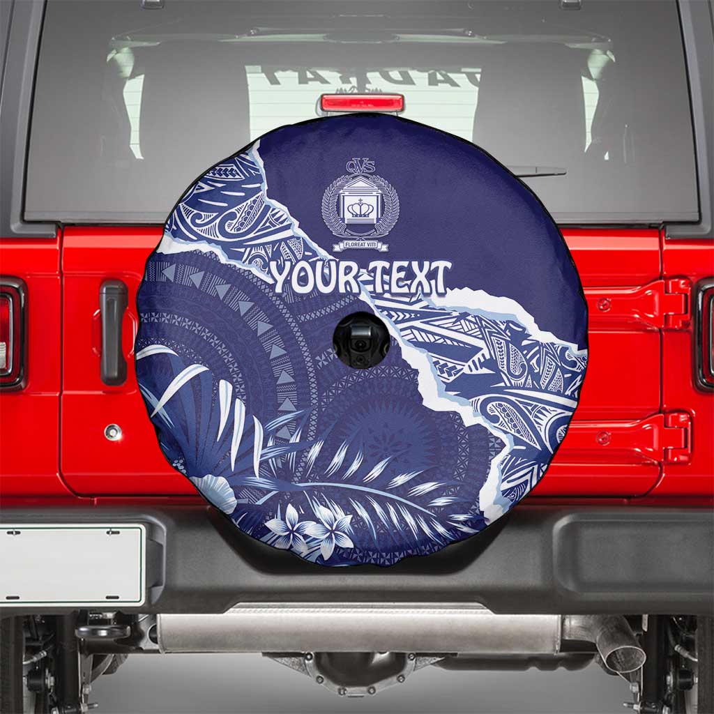 Fiji Queen Victoria School Personalised Spare Tire Cover Masi Tapa Torn Style