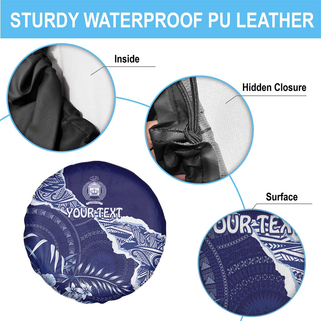 Fiji Queen Victoria School Personalised Spare Tire Cover Masi Tapa Torn Style