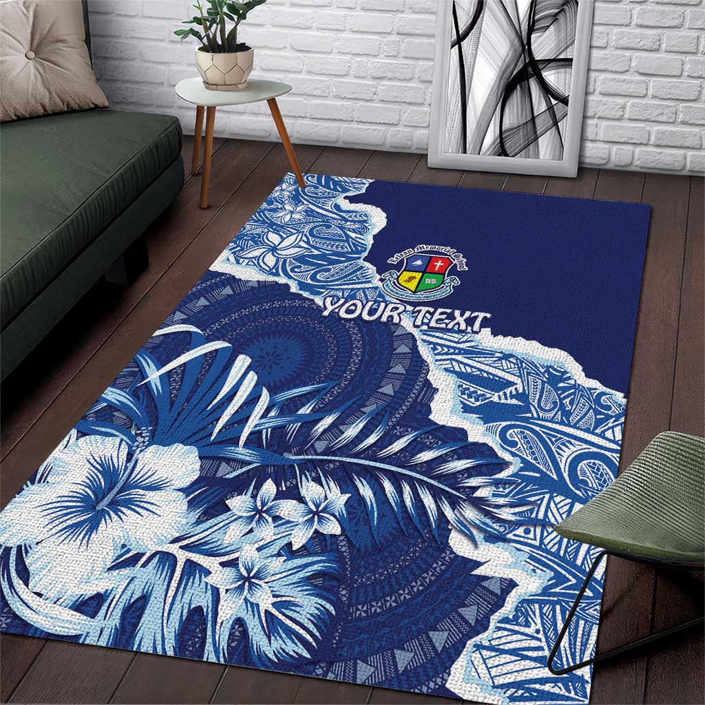 Fiji Lelean Memorial School Personalised Area Rug Korodredre Davuilevu Masi Mix Style LT7 Blue - Polynesian Pride