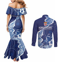 Fiji Lelean Memorial School Personalised Couples Matching Mermaid Dress and Long Sleeve Button Shirt Korodredre Davuilevu Masi Mix Style