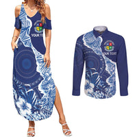 Fiji Lelean Memorial School Personalised Couples Matching Summer Maxi Dress and Long Sleeve Button Shirt Korodredre Davuilevu Masi Mix Style