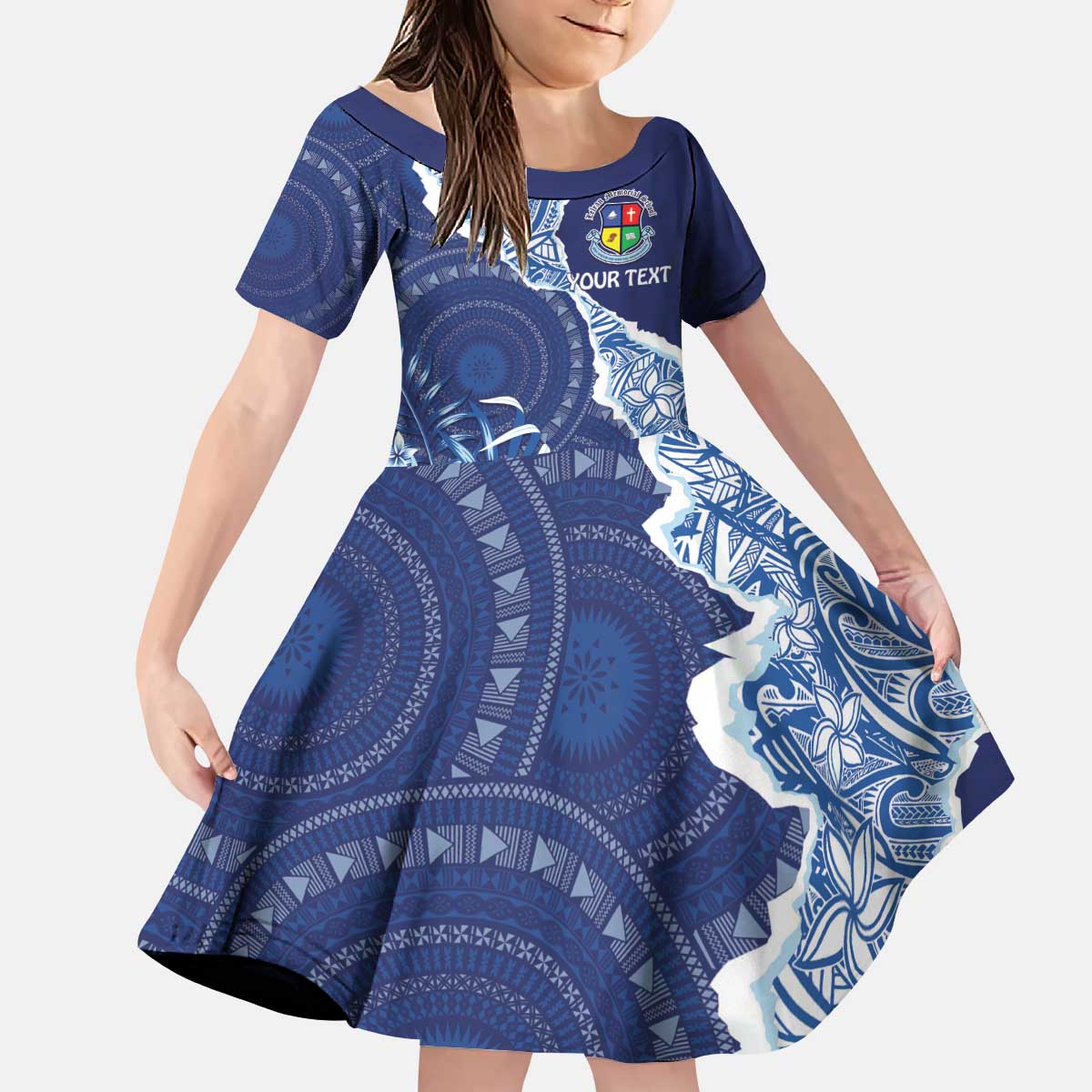Fiji Lelean Memorial School Personalised Kid Short Sleeve Dress Korodredre Davuilevu Masi Mix Style