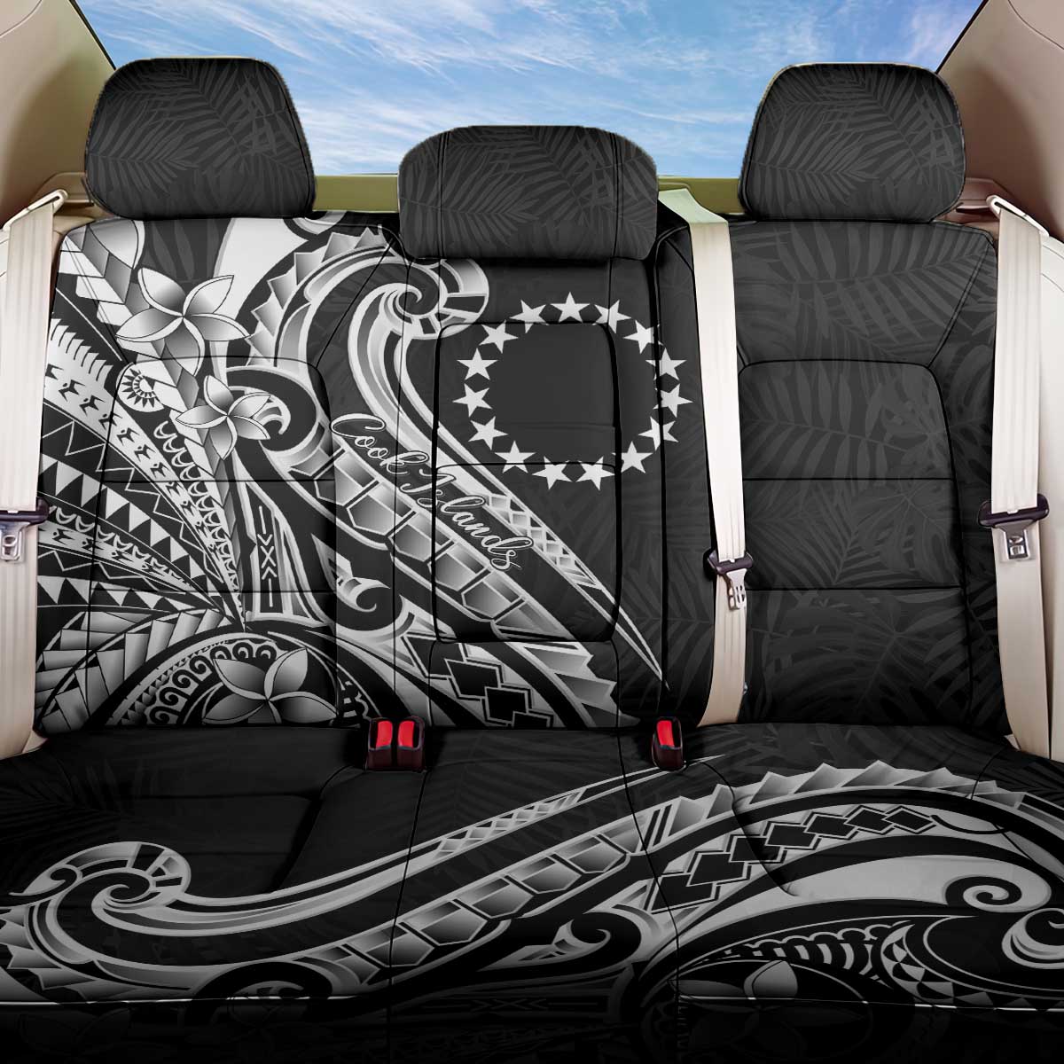 Kia Orana Cook Islands Back Car Seat Cover Kerekere Plumeria Tropical Waves - Polynesian Pride