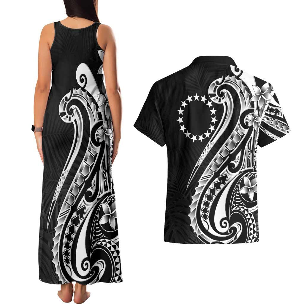 Kia Orana Cook Islands Couples Matching Tank Maxi Dress and Hawaiian Shirt Kerekere Plumeria Tropical Waves - Polynesian Pride