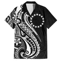 Kia Orana Cook Islands Family Matching Puletasi and Hawaiian Shirt Kerekere Plumeria Tropical Waves LT7 Dad's Shirt - Short Sleeve Black - Polynesian Pride