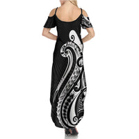 Kia Orana Cook Islands Family Matching Summer Maxi Dress and Hawaiian Shirt Kerekere Plumeria Tropical Waves - Polynesian Pride